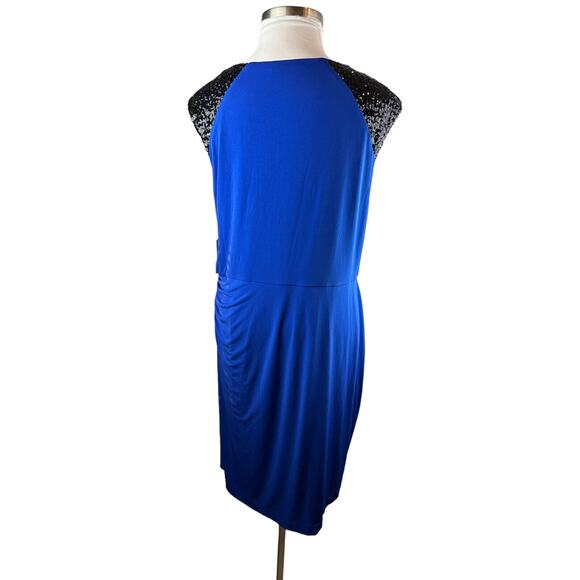 NWT Calvin Klein Atlantis Royal Blue Sheath Dress Sequin Stretch Plus Size 18W - Picture 5 of 16